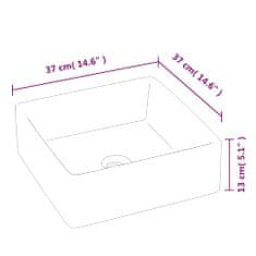 Vidaxl Umivalnik bel 37x37x13 cm keramični kvadraten