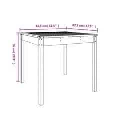 Vidaxl Vrtna miza črna 82,5x82,5x76 cm trdna borovina