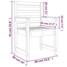 Vidaxl Vrtni stol 2 kosa črne barve 60x48x91 cm trdna borovina