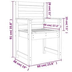 Vidaxl Vrtni stol 2 kosa sive barve 60x48x91 cm trdna borovina