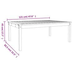 Vidaxl Vrtna miza 121x82,5x45 cm trdna borovina