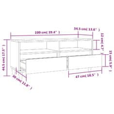 Vidaxl TV omarica visok sijaj bela 100x34,5x44,5 cm inženirski les