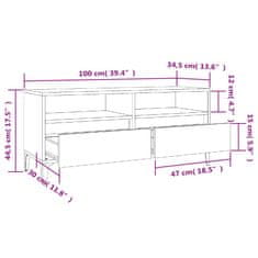 Vidaxl TV omarica siva sonoma 100x34,5x44,5 cm inženirski les