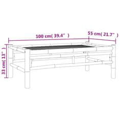 Vidaxl Vrtna klubska mizica 100x55x33 cm bambus