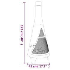 Vidaxl Vrtna peč z grebljico 45x45x122 cm jeklo