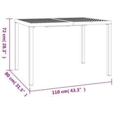 Vidaxl Vrtna miza antracitna 110x80x72 cm jeklo