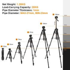 Huepar Alu gradbeni stativ za laserski nivelir do 143cm – tripod + torba