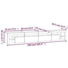 Vidaxl TV omarica z LED lučkami črna 260x36,5x40 cm