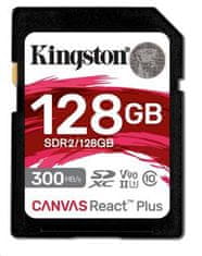 Kingston 128 GB Canvas React Plus SDXC UHS-II 300R/260W U3 V90 za Full HD/4K/8K