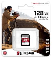 Kingston 128 GB Canvas React Plus SDXC UHS-II 300R/260W U3 V90 za Full HD/4K/8K