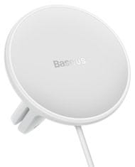 BASEUS CW01 magnetno avtomobilsko držalo z brezžičnim polnjenjem (za zračnike) z USB-A polnilnim adapterjem 15W+25W belo, (SUCX040002)