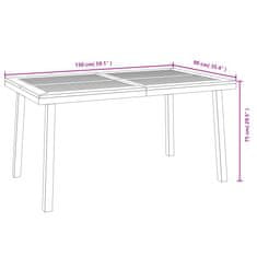 Vidaxl Vrtna miza 150x90x75 cm trden akacijev les