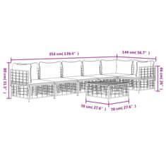 Vidaxl Vrtna garnitura 7-delna z blazinami antracit poli ratan