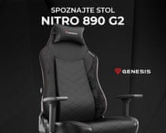 Genesis NITRO 890 G2 gaming stol, ergonomski, CareGLide kolesa, črna - odprta embalaža