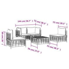 Vidaxl Vrtna sedežna garnitura 5-delna z blazinami antracit poli ratan