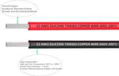 YUNIQUE GREEN-CLEAN 22 AWG Fleksibilna električna žica 5 metrov [2,5 m črna in 2,5 m rdeča] Pločevinka bakrena žica kabel Visoka temperaturna odpornost