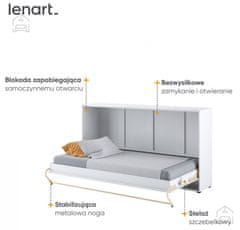 Trianova Postelja v omari Lenart - Concept Pro 06 - 90x200 cm - bela