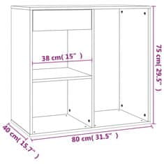 Vidaxl Kozmetična omarica črna 80x40x75 cm inženirski les