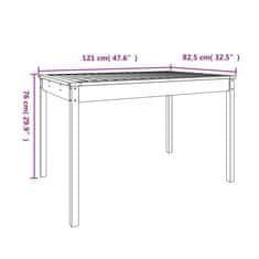 Vidaxl Vrtna miza 121x82,5x76 cm trden les douglas