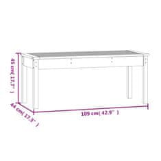 Vidaxl Vrtna klop črna 109x44x45 cm trdna borovina