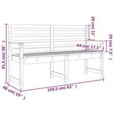 Vidaxl Vrtna klop 159,5x48x91,5 cm trdna borovina