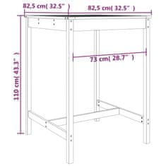 Vidaxl Vrtna miza siva 82,5x82,5x110 cm trdna borovina