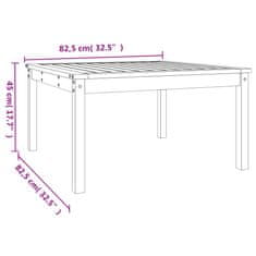 Vidaxl Vrtna miza siva 82,5x82,5x45 cm trdna borovina