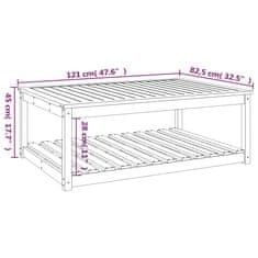 Vidaxl Vrtna miza 121x82,5x45 cm trdna borovina