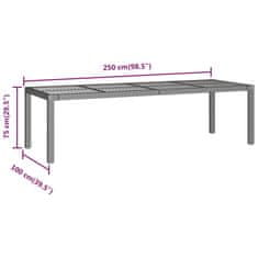 Vidaxl Vrtna miza črna 250x100x75 cm poli ratan