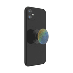 PopSockets PopGrip Gen.2, Midnight Flare, srebrno siva z bleščicami, holografski mavrični učinek