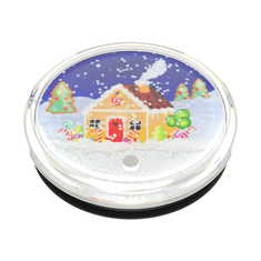 PopSockets PopGrip Gen.2, Tidepool Candy Cane Lane, zimska hiša v tekočem stanju s snegom