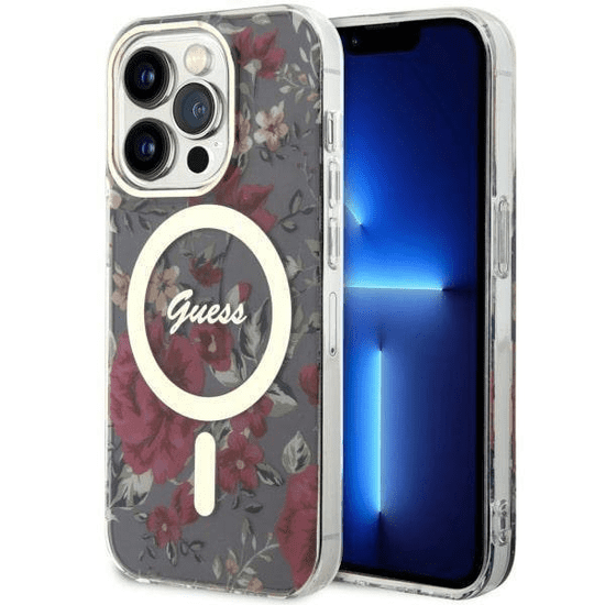 Guess Flowers ovitek za iPhone 14 Pro, kaki (GUHMP14LHCFWSA)