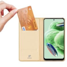 slomart dux ducis skin pro etui za xiaomi redmi note 12 pro+ flip cover card wallet stand gold