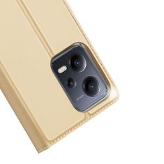 slomart dux ducis skin pro etui za xiaomi redmi note 12 5g / poco x5 5g flip cover card wallet stand gold