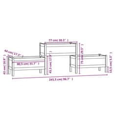 Vidaxl Visoka greda medeno rjava 245,5x44x75 cm trdna borovina