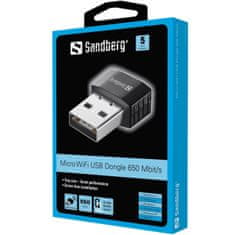 Sandberg Micro Wifi brezžična USB mrežna kartica, 650 Mbit/s (133-91)