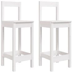 Vidaxl Barski stoli 2 kosa bele barve 40x41,5x112 cm trdna borovina