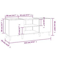 Vidaxl Omarica za gramofonske plošče bela 121x38x48 cm inženirski les