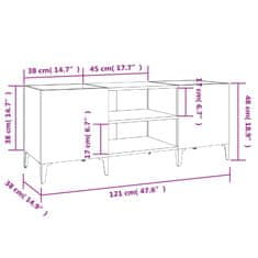 Vidaxl Omarica za gramofonske plošče črna 121x38x48 cm inženirski les