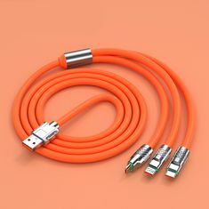 Netscroll Vsestranski napajalni kabel, večnamenski 3-v-1 hitri polnilni kabel z USB-C, Micro USB in Lightning priključki, 1.2m, LED indikator, za I-phone ali Androida, odličen za potovanja, FlexCharger