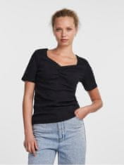 Pieces Ženska majica s kratkimi rokavi PCTANIA Slim Fit 17135430 Black (Velikost M)
