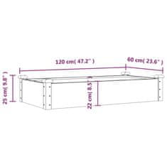 Vidaxl Vrtna visoka greda s podlogo 120x60x25 cm trden les jelke