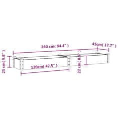 Vidaxl Vrtna visoka greda s podlogo 240x45x25 cm trden les jelke