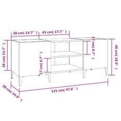 Vidaxl Omarica za gramofonske plošče betonsko siva 121x38x48 cm les