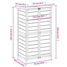 Vidaxl Vrtna lopa za orodje siva 83x57x140 cm trdna borovina