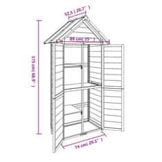 Vidaxl Vrtna lopa za orodje siva 89x52,5x175 cm trdna borovina