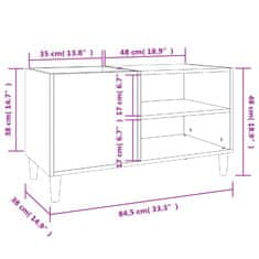 Vidaxl Omarica za gramofonske plošče bela 84,5x38x48 cm inženirski les