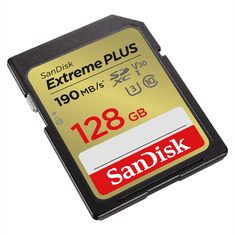 SanDisk Extreme PLUS 128 GB pomnilniška kartica SDXC 190 MB/s in 90 MB/s, UHS-I, razred 10, U3, V30