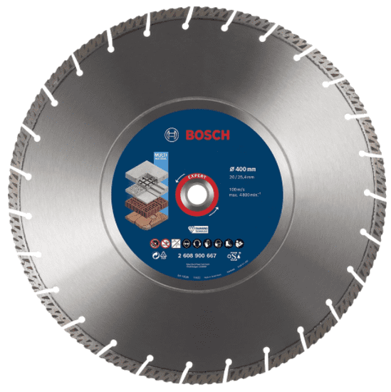 BOSCH Professional EXPERT MultiMaterial diamantna rezalna plošča, 400 x 20/25,40 x 3,3 x 12 mm (2608900667)