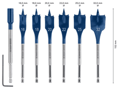 BOSCH Professional 7-delni komplet ploščatih rezkalnih svedrov EXPERT Self Cut Speed, 16/18/20/22/25/32 mm (2608900334)